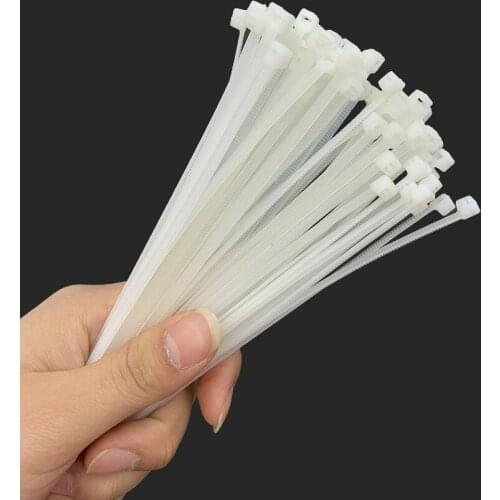 50PCS 2.5X200mm White Milk Cable Wire Zip Ties Self Locking Nylon Cable Tie