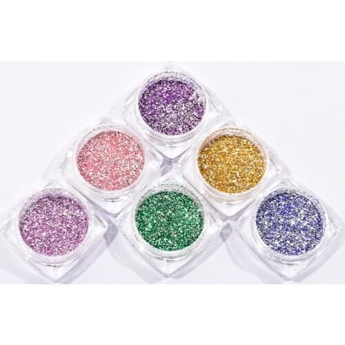 6Jars/Set Mixed Color 3D Ultrathin Sequins Nail Glitter Flakes Sparkly DIY Tips Dazzling Paillette Nail Art Decorations TRP45