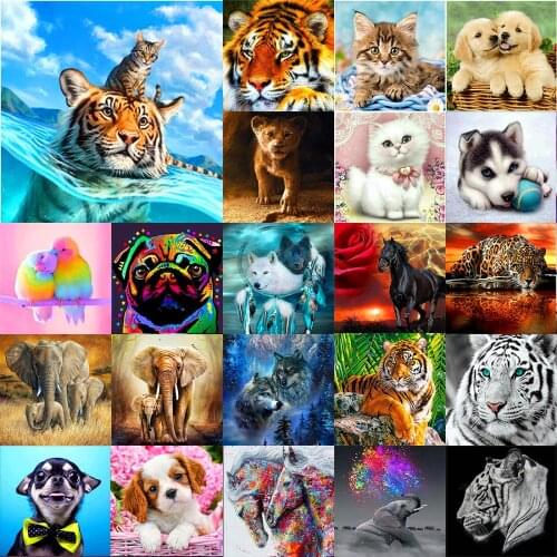 Full Round Diamond 5D Diamond Painting Animal Tiger Fox Diamond Embroidery Kit Mosaic Painting Diy Children Gift