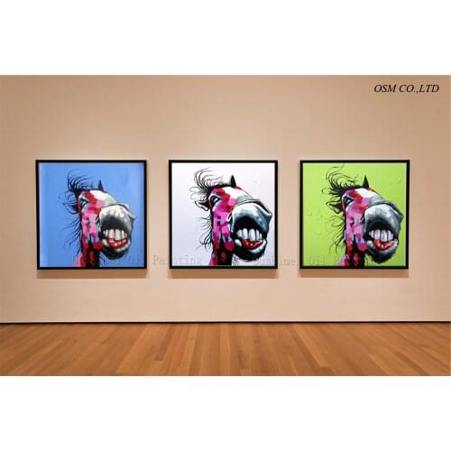 Free Shipping High Quality Hand-painted Funny Animal Horse Canvas Painting For Wall Decorative Modern Horse Oil Painting