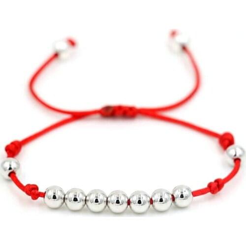 BPPCCR Quality 6mm Copper beads Lucky bracelet Red rope thread string braided men women Reiki hombres Chakra bracelet pulseira