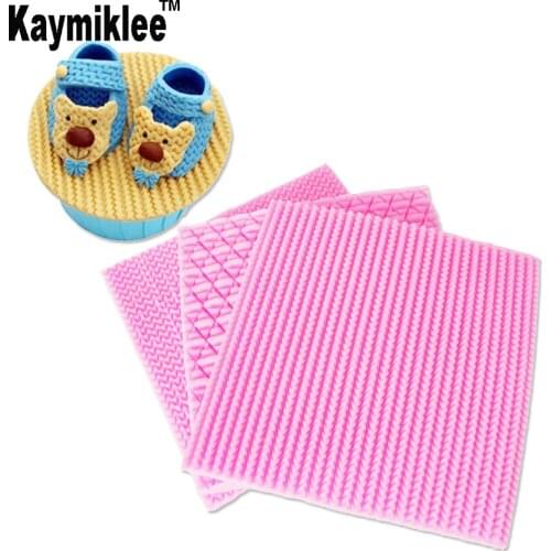 C116 3PCS Texture wool Jerseycooking Silicone Mold Fondant Mould Cake Decorating Tools Chocolate Gumpaste Mold, Sugarcraft, Choc