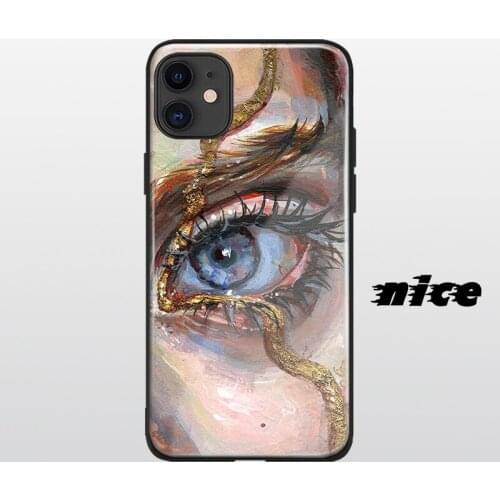 Eye Oil Painting art cover FOR iPhone SE 6s 7 8 x xr xs 11 pro max Samsung s note 10 20 plus glass phone case shell