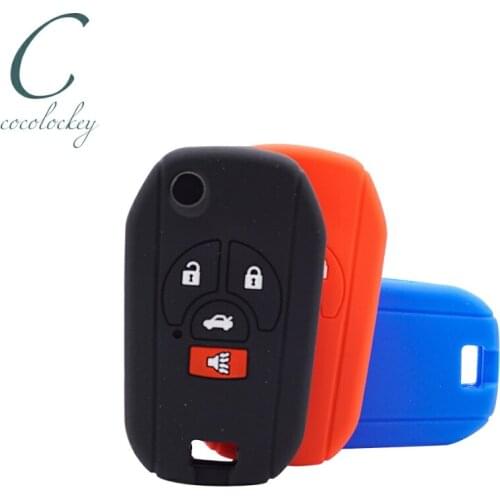Cocolockey 4Buttons Rubber Car Key Cover Fob Fit for NISSAN Maxima Altima Sentra Versa Remote Car Key Case Protector