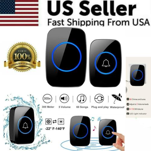 New Home Welcome Doorbell Intelligent Wireless Doorbell Waterproof 300m Remote Eu Au Uk Us Plug Smart Door Bell Chime