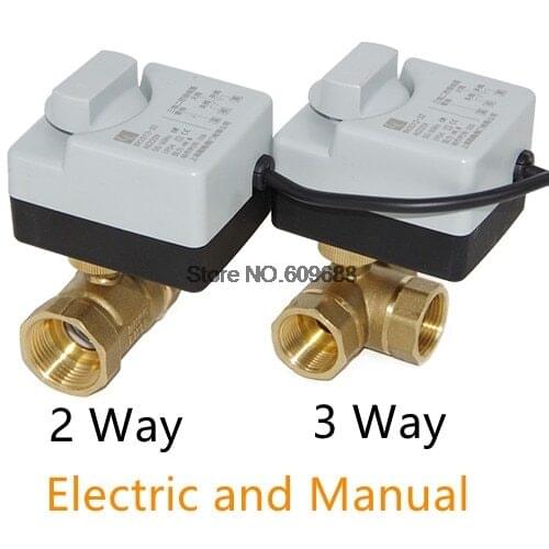 Electric and Manual Ball Valve Brass Motorized Valve 2 3 Way Air-conditioning Solar Water Tap Valve 3 Wire 2 Control 220V