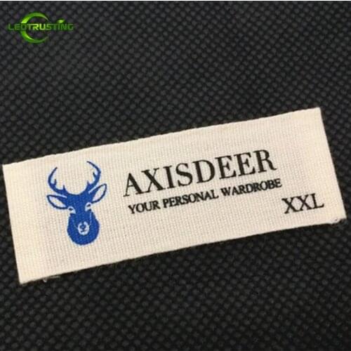 1000pcs Customized Printed White/Beige Cotton Garment Labels/Clothing Tags Custom Brand Logo Printed Labels for Baby Clothing