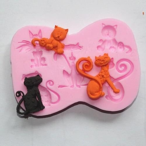 F1032 Cat Silicone Fondant Mold Gum Paste Cake Decorating cake topper Mould