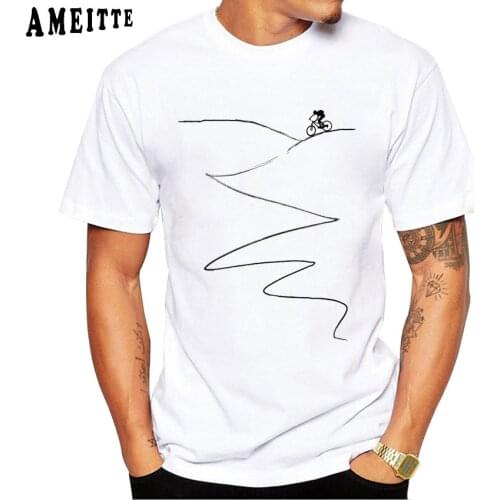 AMEITTE New Summer Men Short Sleeve Funny Design Mountain Bike Cycling Bicycle Cyclist Print T-Shirt Boy Hip Hop White Tees