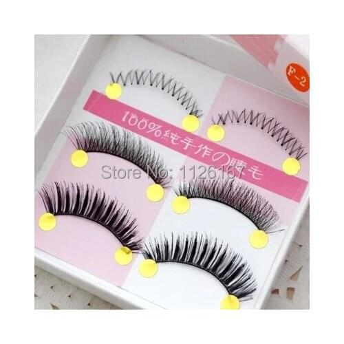 2016 hot sale Soft 3 Pairs Long Makeup Cross Thick False Eyelashes Natural Handmade under and up Flase Lashes Free shipping