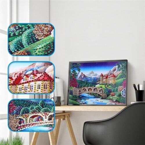 Castle Picture Diamond Painting Special Shaped Round Crystal 5D DIY Diamond Painting Embroidery Cross Stitch Kids Room Decor