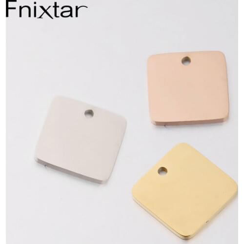 Fnixtar 20Pcs/Lot Classic Square Charms Mirror Polish Stainless Steel Charms For DIY Jewelry Making Necklace Bracelets Keychain