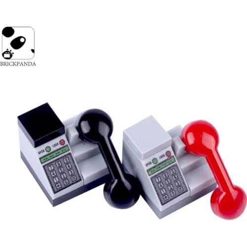 Mini City Telephone Building Blocks Gray Landline Printing Model DIY Bricks Scene Minifigs Handheld Accessory Children Gift Toys