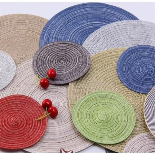 Round Table Mat Coasters Cotton Linen coffee table decor stain resistant kitchen pad doilies Cup Wine Mat