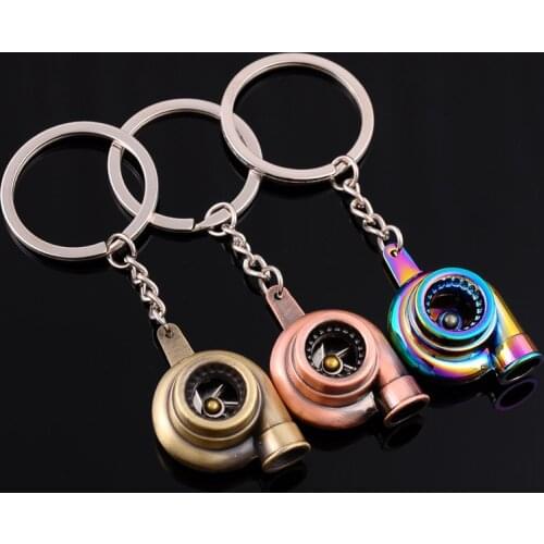 Mini Turbo Turbocharger Keychain Spinning Turbine Key Chain Ring Keyring Keyfob Car Keyring Car Interior Accessories