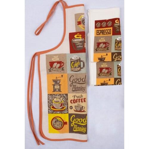 Kitchen Apron Set, 1 Pcs Bib 2 Pcs Towel waterproof 100 Cotton Production