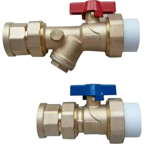 Floor Heating Manifold Main Valve Filter Ball Valve Inside And Outside Wire Floor Heating Accessories With Pressure Gauge