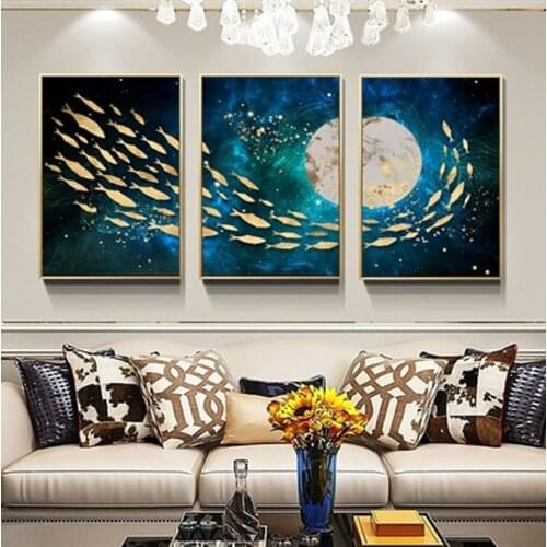 Customizable Abstract paintings of goldfish wall, modern style printed canvas, painting, contemporary art, decoration image