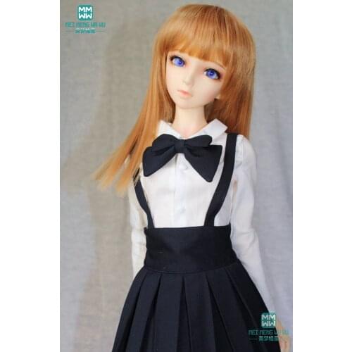 BJD doll clothes girl dress fits 1/3 BJD doll fashion elegant black pleated skirt / bow shirt / knit cardigan