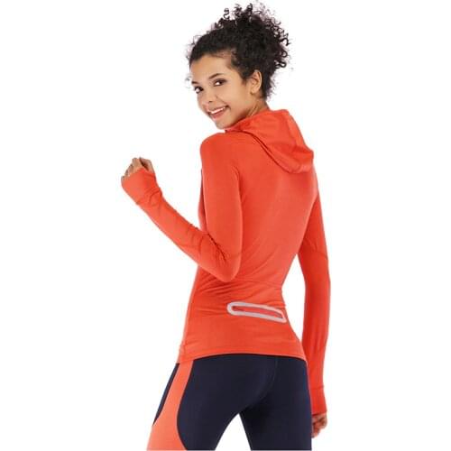 Autumn 2021 Gym Hooded Sweater Women Run 1/2 Zip Sports Fitness Hoodies Top 3M Reflective Back Pocket Running shirt Jackets