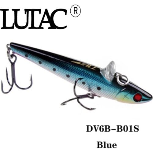 LUTAC Wholewater 77mm 17g DV6B Vib Sinking 3D Eyes Treble Hook Long Casting ABS Plastic Artificial Bait Fishing Tackle