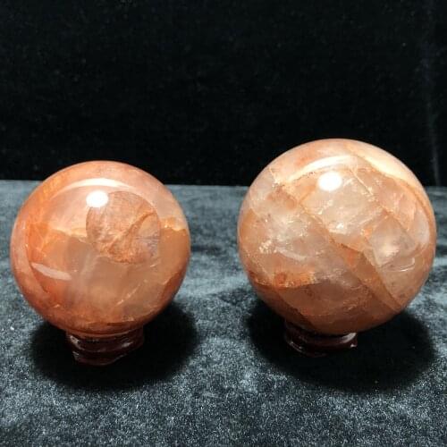 Natural Fire Quartz Crystal Hand-Polished Sphere Chakra Healing Reiki Home Decoration Stone Handicraft Decoration Sphere