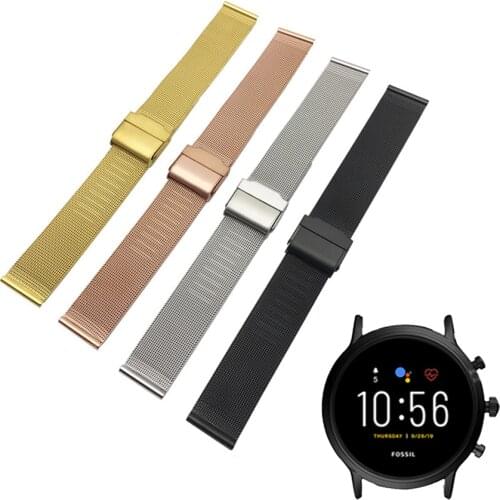 22mm Stainless Steel Strap for Fossil Gen 5 Carlyle HR Julianna HR Watch Band for Fossil Sport 43mm/Q Explorist HR Gen4 Bracelet