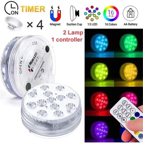 RF Remote Control 13 LEDs Underwater Light RGB IP68 Waterproof Swimming Pool Light Wireless Submersible Lights For Pond Aquarium
