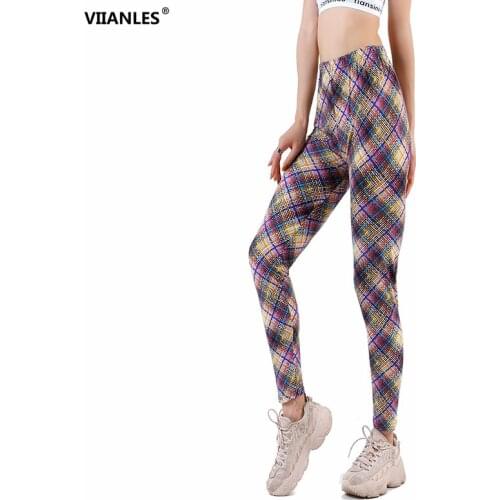 VIIANLES Sexy Leggings Colorful Printed Fitness Pant Women High Waist Push Up Sport Trousers Female Gym Outside Leggins DropShip