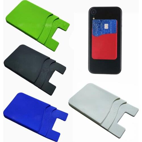 Silicone Credit Card Holder Pocket Sticker Adhesive Pouch Case For Cell Phone
