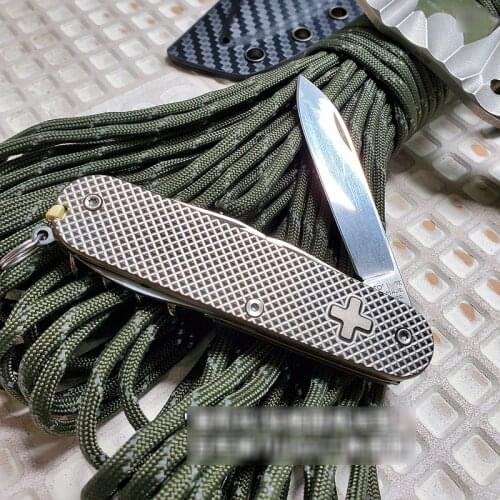 EDC Titanium Alloy Handle Folding Knife Hollow Paper Cutting Art Blade Cutting Knife Unpacking Camping Pocket Survival Outdoor