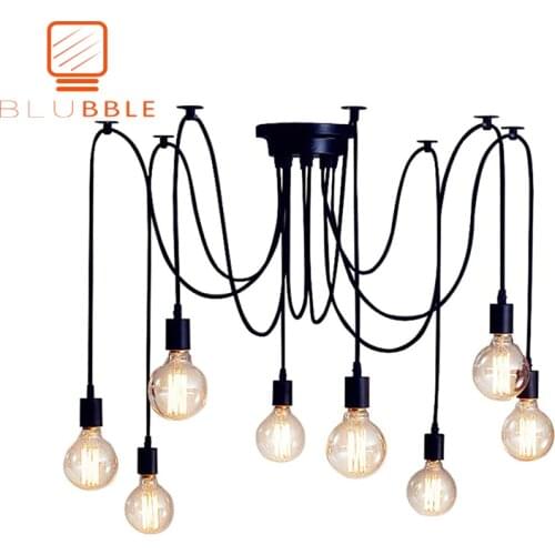 LOFT Modern White/Black Lustre Chandeliers 6-10 Arms Retro Adjustable Edison Bulb Lamp E27 Art Spider Ceiling luminaire Fixture