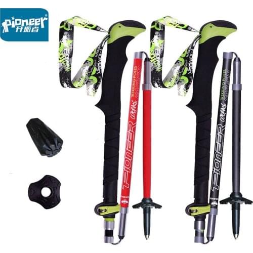 Mountain-climbing Walking Stick Carbon Fibers Ultra light 3 Section External lock Outdoor Hiking 135cm