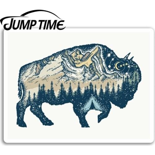 Jump Time for American Bison Vinyl Stickers Wild USA Sticker Luggage Laptop Waterproof Accessories Bumper Car Decal