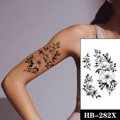 Temporary Tattoo Stickers Sexy Flowers Stamen Bud Bear Fruit Fake Tatto Waterproof Tatoo Neck Legs Arm Large Size for Women Girl