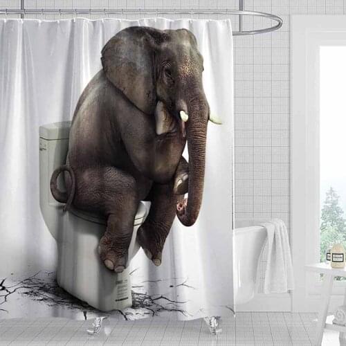 Animals Elephant Tiger Unicorn Zebra Printed Shower Curtains Frabic Waterproof Polyester Bath Curtain With Hooks 180x180cm