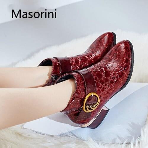 Women Boots Autumn Winter New Sexy Fashion Patent-leather Zip Pointed Toe Ankle Boot Black Blue Red High-Heeled Martin Shoes