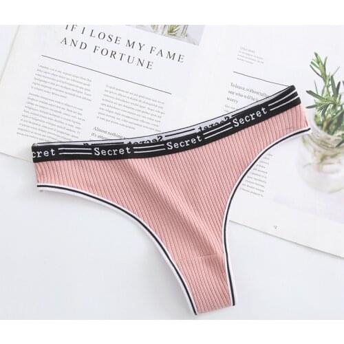 1 Pcs Female Thongs Womens Underwear Cotton Sports Solid Striped G-string Panties For Young Ladies Underpants T-back BANNIROU