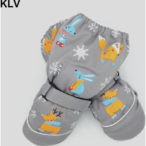 Winter Children Print Cartoon Deer Rabbit Thickening Ski Gloves Kids Windproof Waterproof Non-slip Long-sleeved Mittens 2-6 T