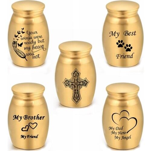 Gold Mini Small Aluminum alloy Urns Pet Dog Cat Mouse Cremation Human Ashes Urn Keepsake Casket No Deformation Columbarium Pets