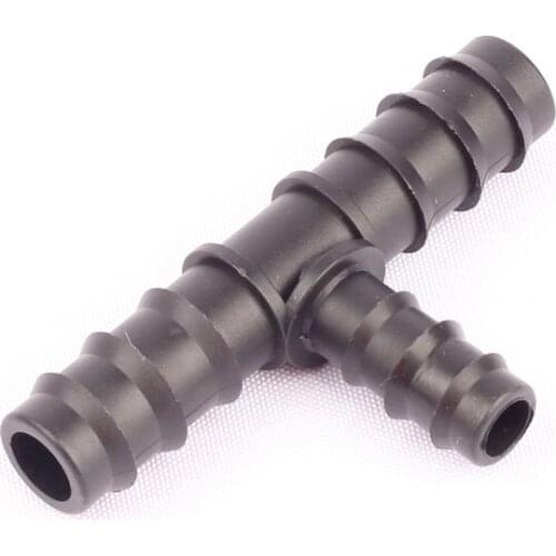 100pcs DN20 To DN16 PE Barb Reduced Tee Connector Hose Reducing Tee Garden Watering System Pipe Splitters Joints