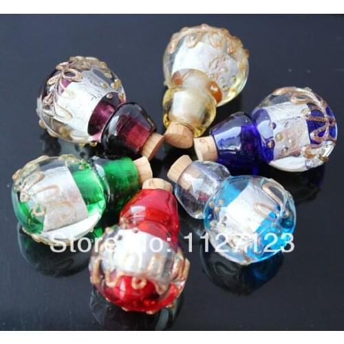 15pcs Murano Glass Essential Oil Vial Bottle Gourd (22X30MM,Mixed Colors) Perfume bottle pendant necklace Fragrance Pendants