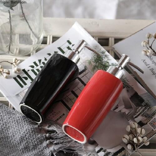 280ml Solid Color Ceramic Soap Dispenser Shampoo Bottle Lotion Bottle Liquid Soap Dispenser Portable Home Bathroom Accessories