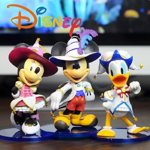 3 Pcs/set Anime Disney Mickey Minnie Action Figures Amusement Park Donald Duck Doll Handmade Model Ornaments Children Toy Gift