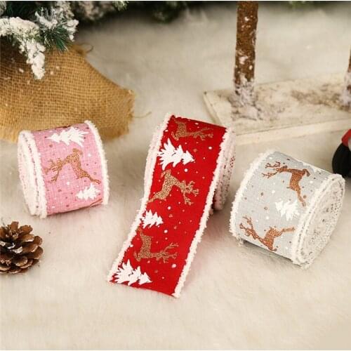 5M/roll Navidad 2021 Christmas Ornaments Red Elk Deer Xmas Tree Ribbon Christmas Decorations for Home New Year Decoration 2022