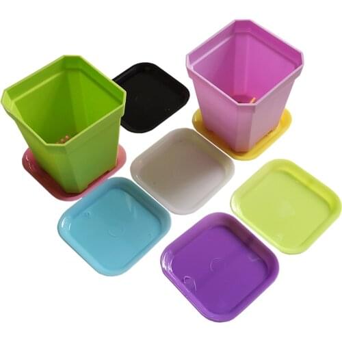 7 Pieces Plastic Square Flower Pots Tray Home Garden Office Succulent Plant Pot Tray Greenhouse Nursery Pots Tray