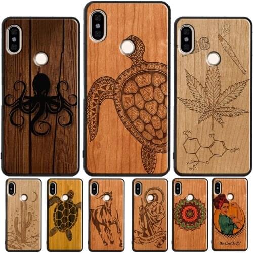 Horse Turtle Butterfly Wood Case For Xiaomi Redmi 9 9A 9C 7A 8A 9T Back Cover For Redmi Note 10 Pro 7 8 9 Pro 8T 9S