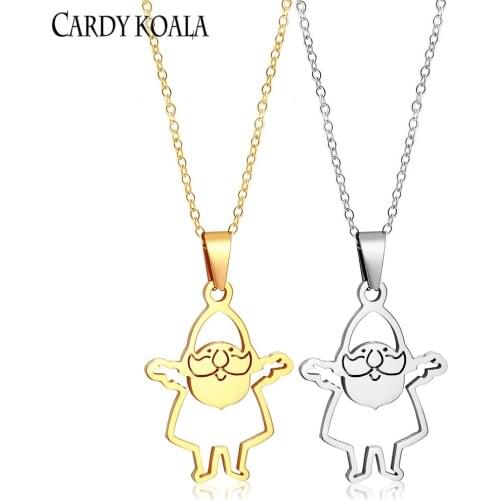 Santa Claus Titanium Steel Hollow Pendant Hanging Couple Necklace Accessories