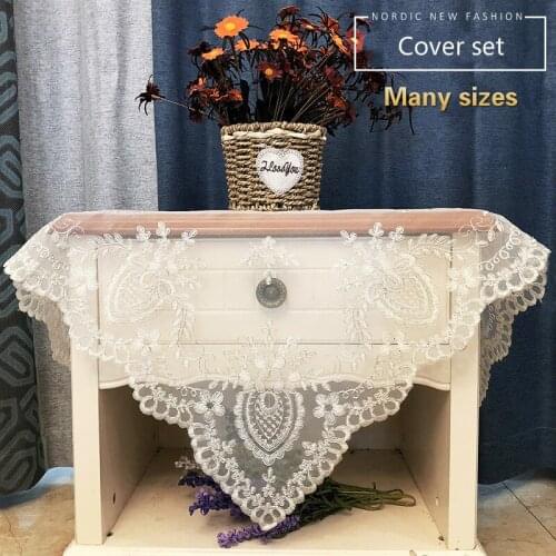 European Mesh Gauze Embroidery Center Flower Exquisite Tablecloth Set Furniture Electrical Cover Cloth Party Banquet Decoration