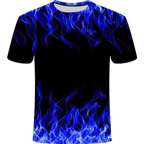 High Quality Fashion sales Mens New Summer T-shirt With Round Neck Short Sleeve Blue green Red purple Flame 3D Printed Top 6XL